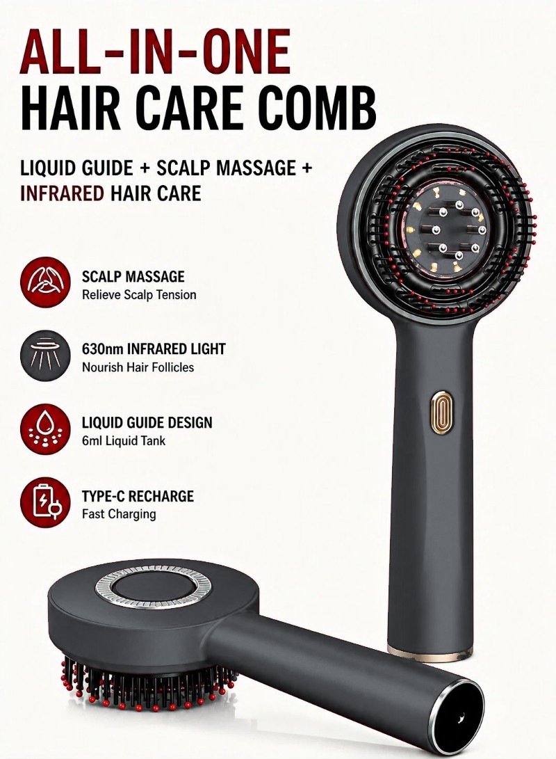 YULEE Scalp Ritual Comb — Graphite